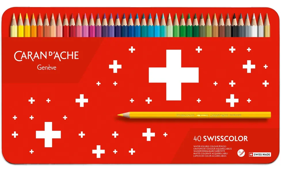 Zestaw kredek akwarelowych Swisscolor - Caran d'Ache - 40 kolorów