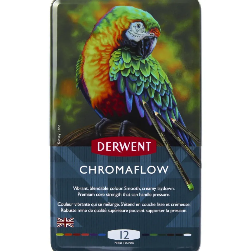 Zestaw kredek Chromaflow w metalowej kasecie - Derwent - 12 kolorów