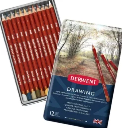 Zestaw kredek Drawing w metalowej kasecie - Derwent - 12 kolorów