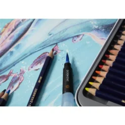 Zestaw kredek Inktense w metalowej kasecie - Derwent - 24 kolory
