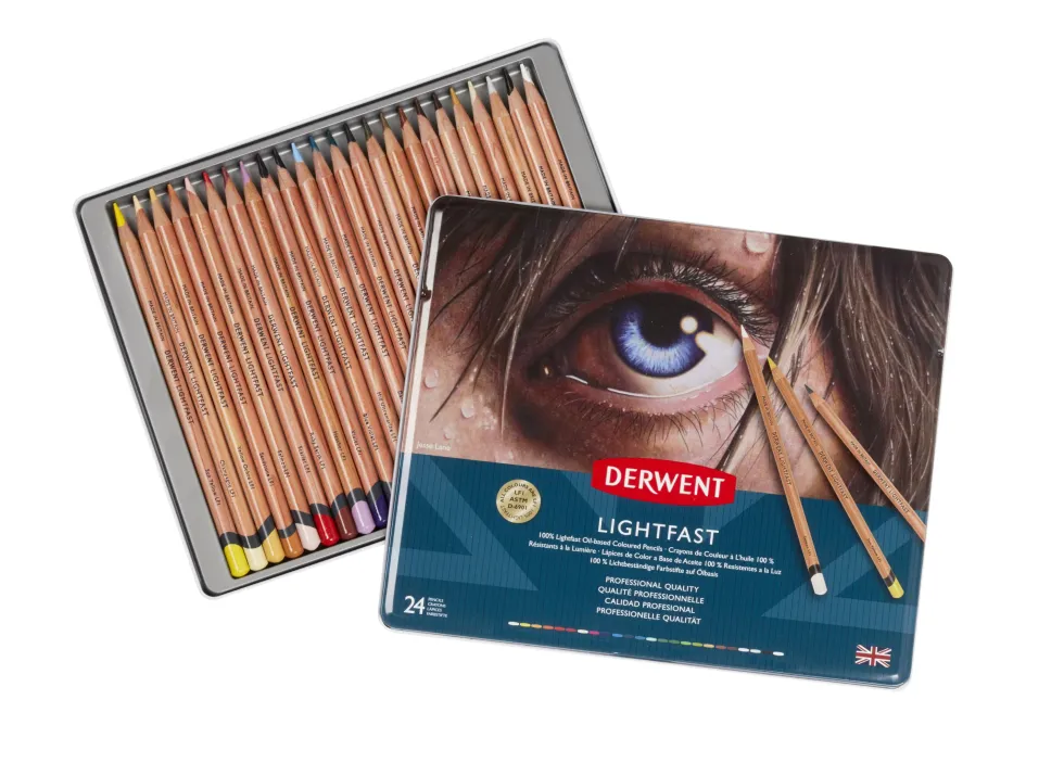 Zestaw kredek Lightfast w metalowej kasecie - Derwent - 24 kolory