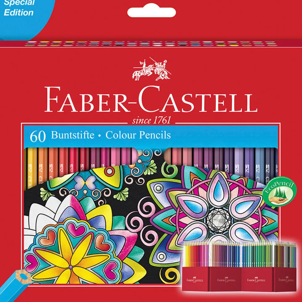 Zestaw kredek ołówkowych w pudełku, Zamek - Faber-Castell - 60 kolorów