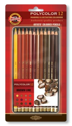 Zestaw kredek Polycolor - Koh-I-Noor - odcienie brązu, 12 szt.