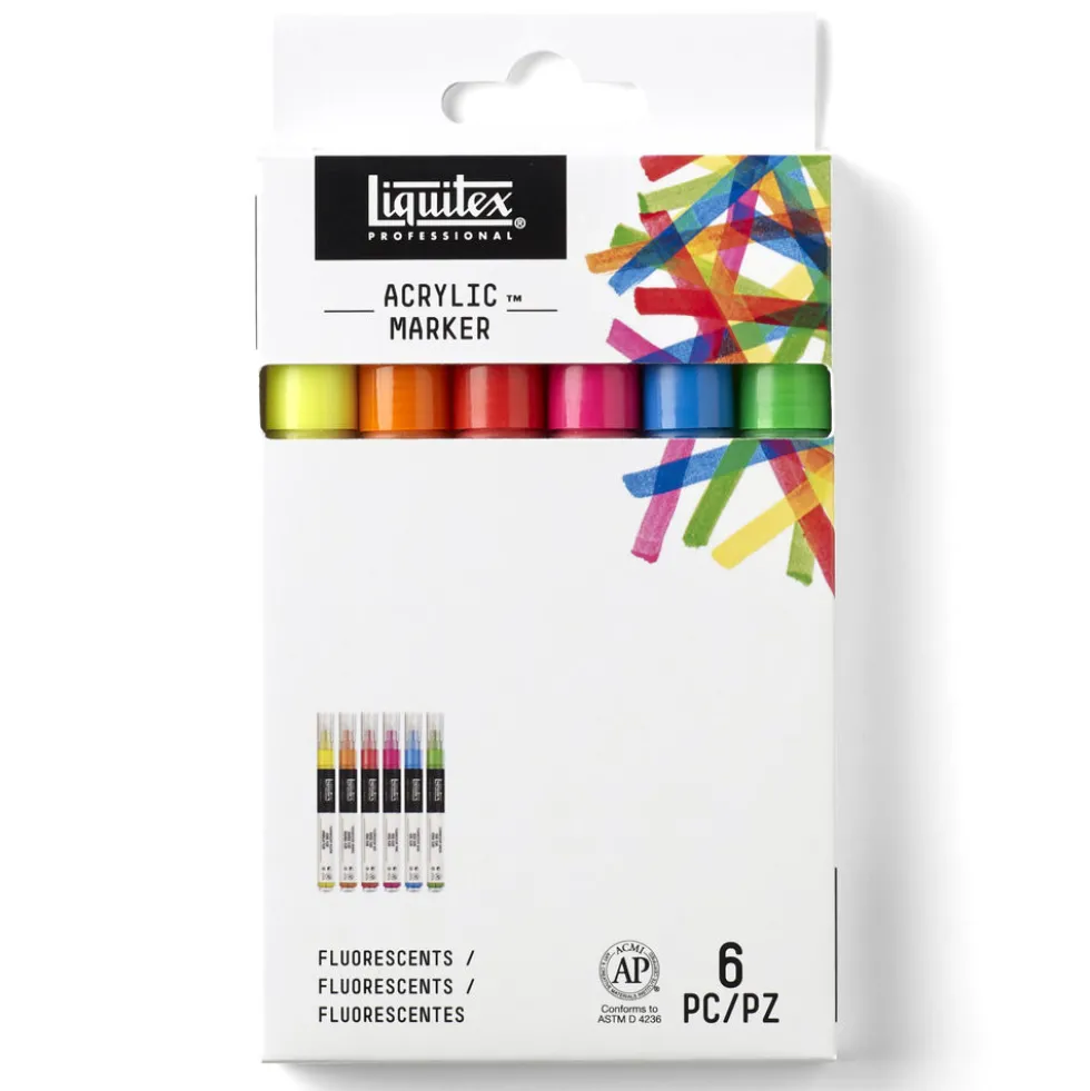 Zestaw markerów akrylowych - Liquitex - Fluorescent, 6 szt.