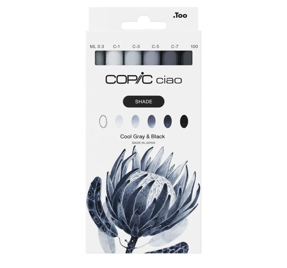 Zestaw markerów dwustronnych Copic Ciao Shade - Cool Gray & Black 6 szt.