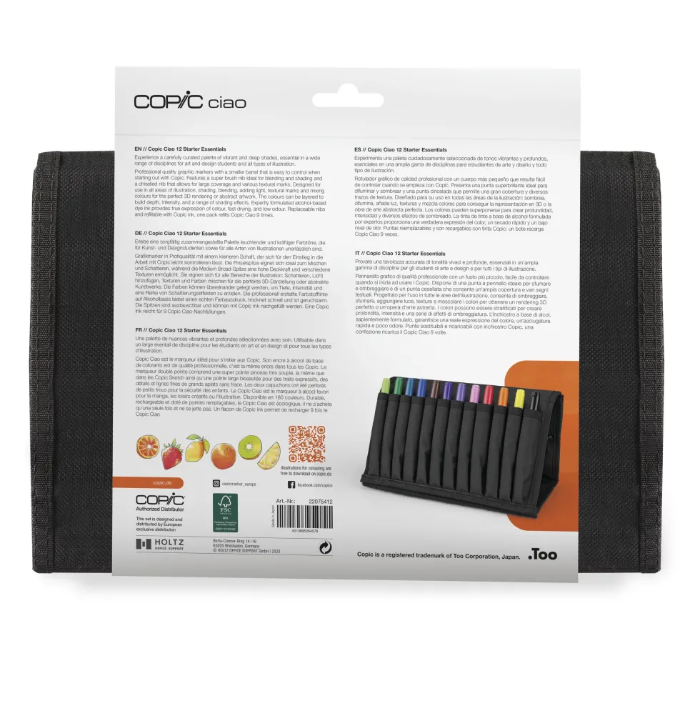 Zestaw markerów dwustronnych Copic Ciao Starter Essentials w etui - 12 szt.