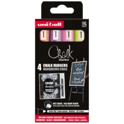 Zestaw markerów kredowych do tablic Chalk - Uni - Fluo, 4 kolory