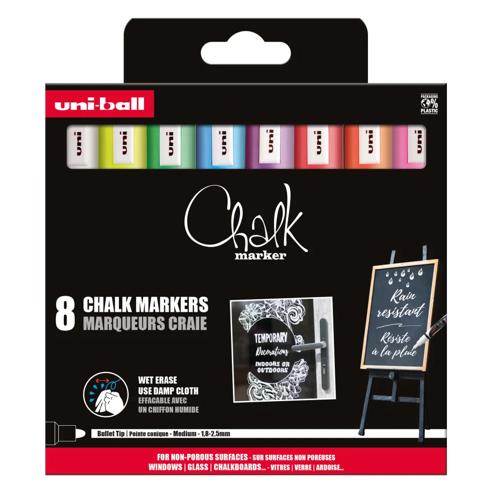 Zestaw markerów kredowych do tablic Chalk - Uni - 8 kolorów