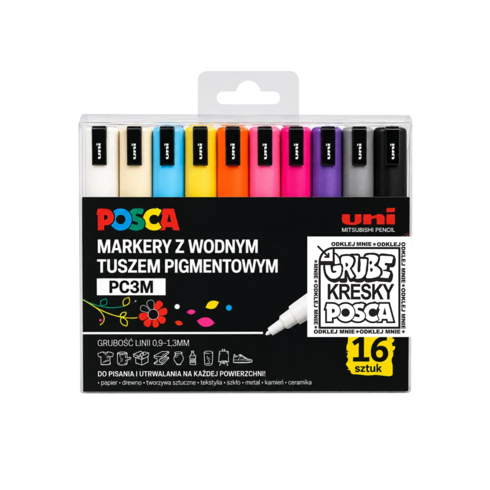 Zestaw markerów Posca PC-3M - Uni - 16 kolorów