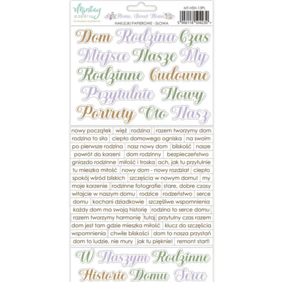 Zestaw naklejek papierowych 15,2 x 20,3 cm - Mintay - Home Sweet Home
