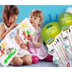 Zestaw naturalnych pędzelków szkolnych dla dzieci - Cricco - 6 szt.