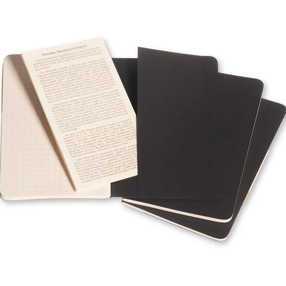 Zestaw notatników w kratkę A6 - Moleskine - czarne 3 szt.