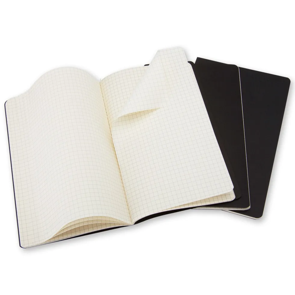 Zestaw notatników w kratkę A5 - Moleskine - czarne 3 szt.
