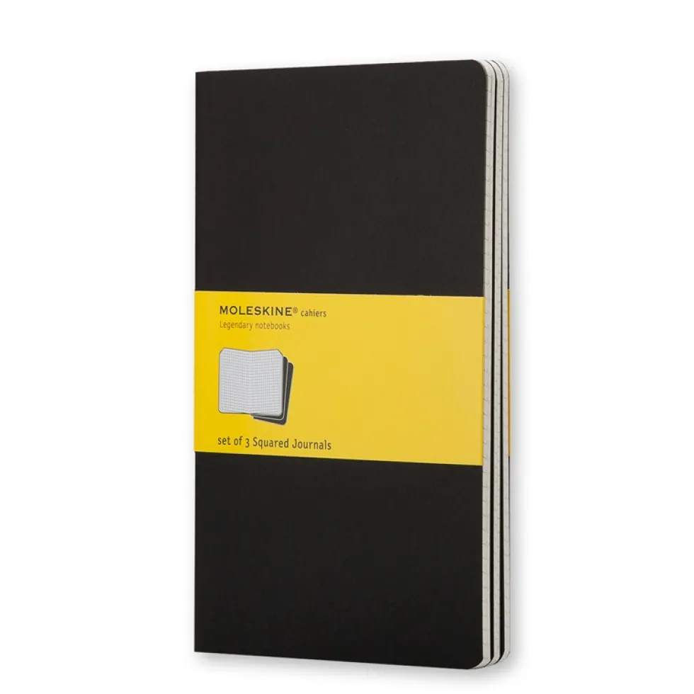 Zestaw notatników w kratkę A5 - Moleskine - czarne 3 szt.