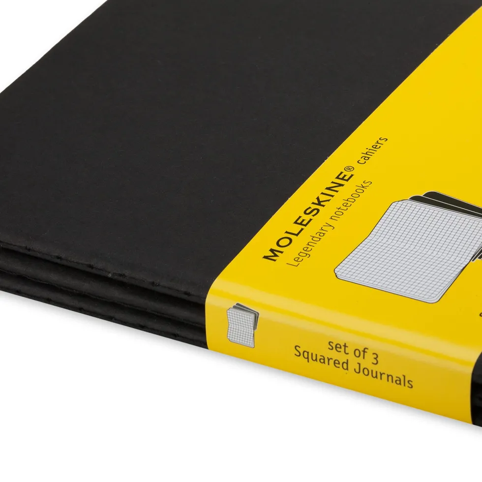 Zestaw notatników w kratkę A5 - Moleskine - czarne 3 szt.