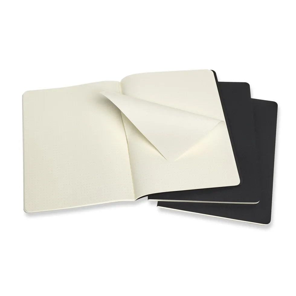Zestaw notatników w kropki XL - Moleskine - czarne 3 szt.