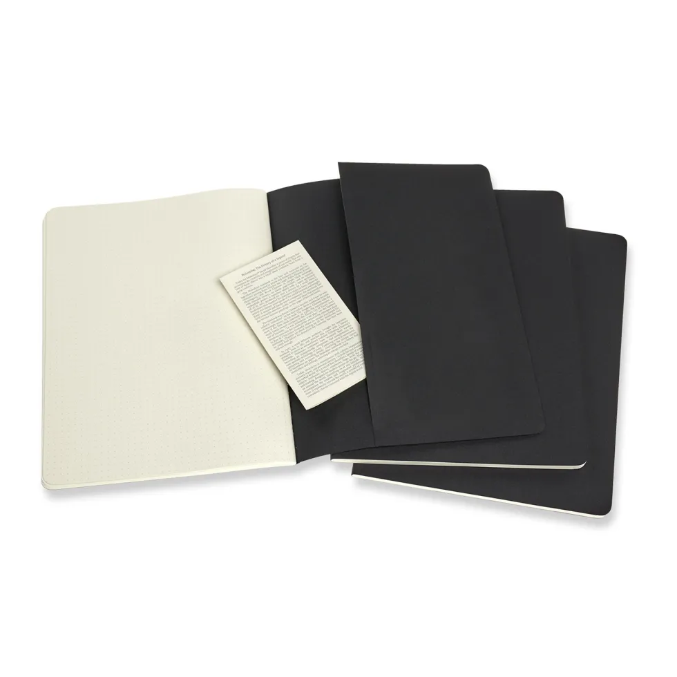 Zestaw notatników w kropki XL - Moleskine - czarne 3 szt.