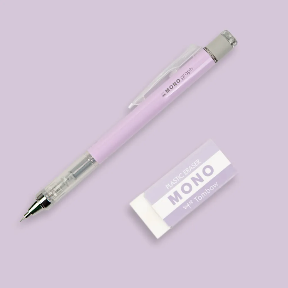 Zestaw ołówek MONO Graph + gumka - Tombow - Lavender