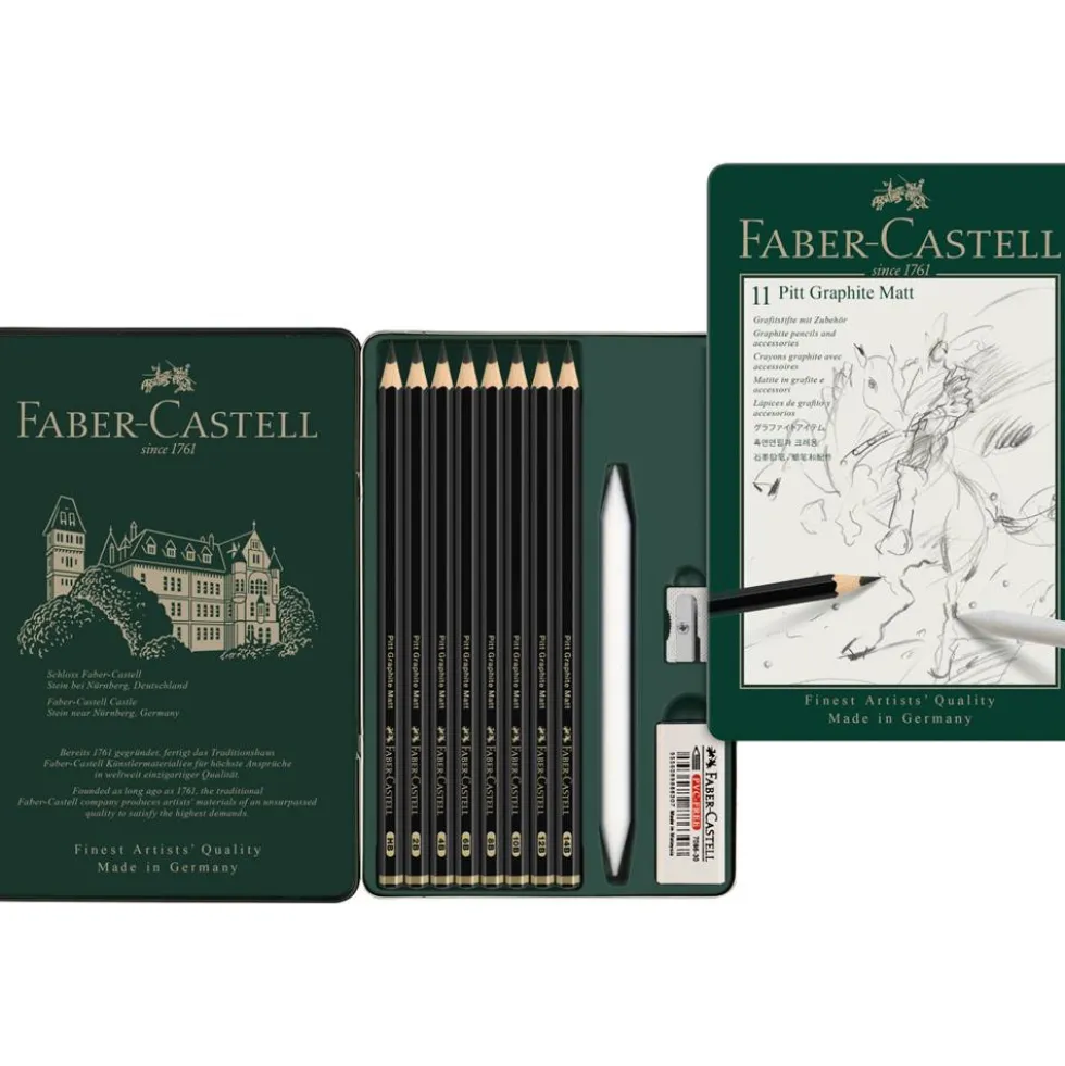 Zestaw ołówków grafitowych Pitt Graphite Matt - Faber-Castell - 8 szt.