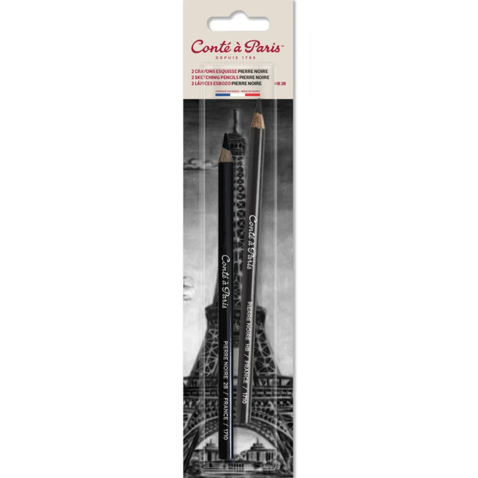 Zestaw ołówków Sketching - Conté à Paris - Black HB/2B 2 szt.