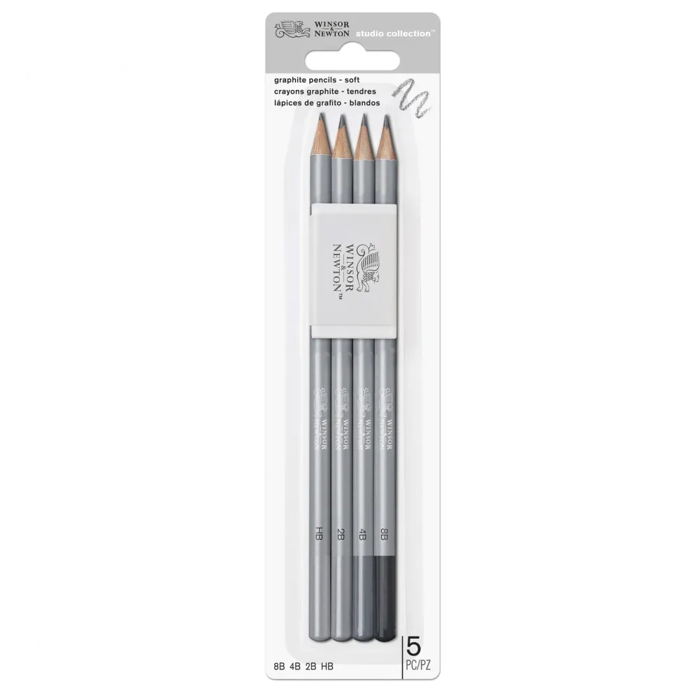 Zestaw ołówków Studio Collection z gumką - Winsor & Newton - miękkie, 5 szt.