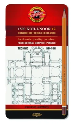 Zestaw ołówków 1500 Technic HB-10H - Koh-I-Noor - 12 szt.