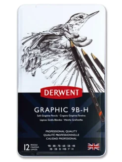 Zestaw ołówków technicznych Graphic w metalowym etui - Derwent - soft, 12 szt.
