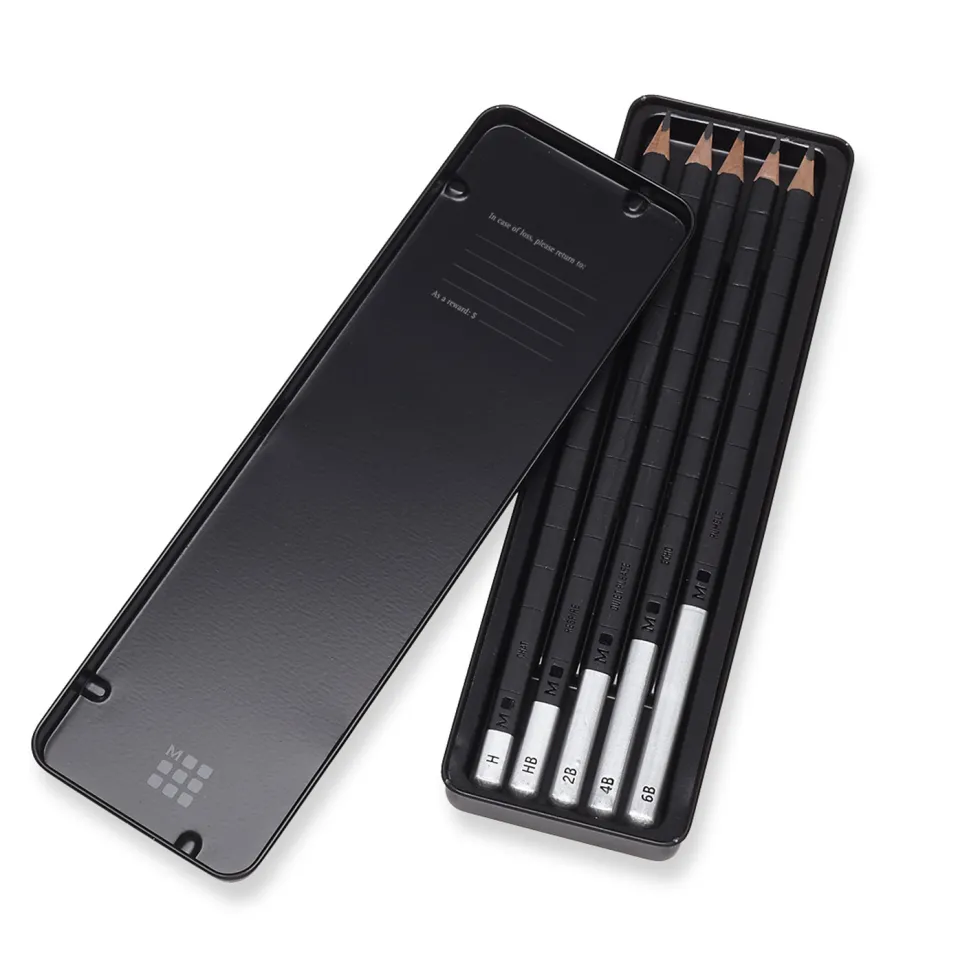 Zestaw ołówków z drewna cedrowego w metalowym etui - Moleskine - 5 szt.