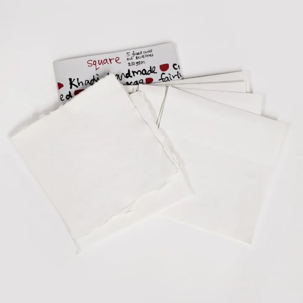 Zestaw papeterii 100% bawełny 210 g - Khadi Papers - White 15 x 15 cm 10 szt.