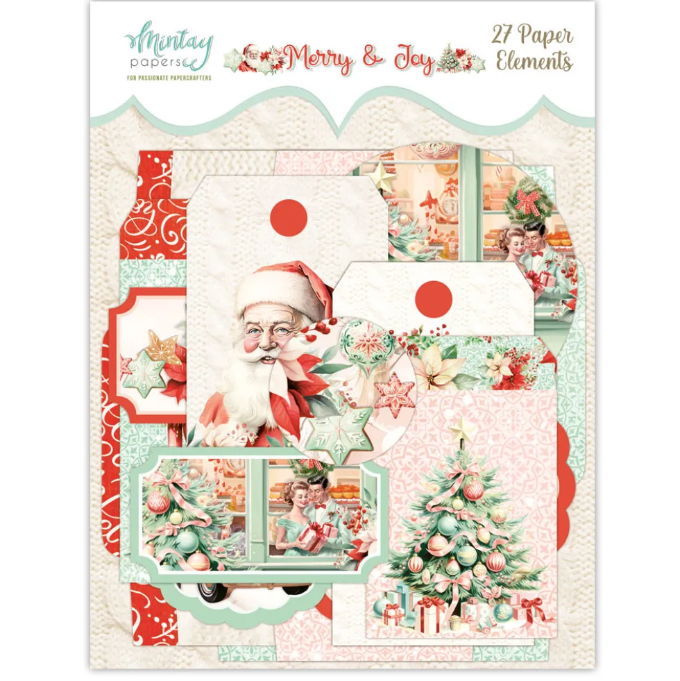Zestaw papierowych tagów i kopert - Mintay - Merry & Joy, 27 szt.