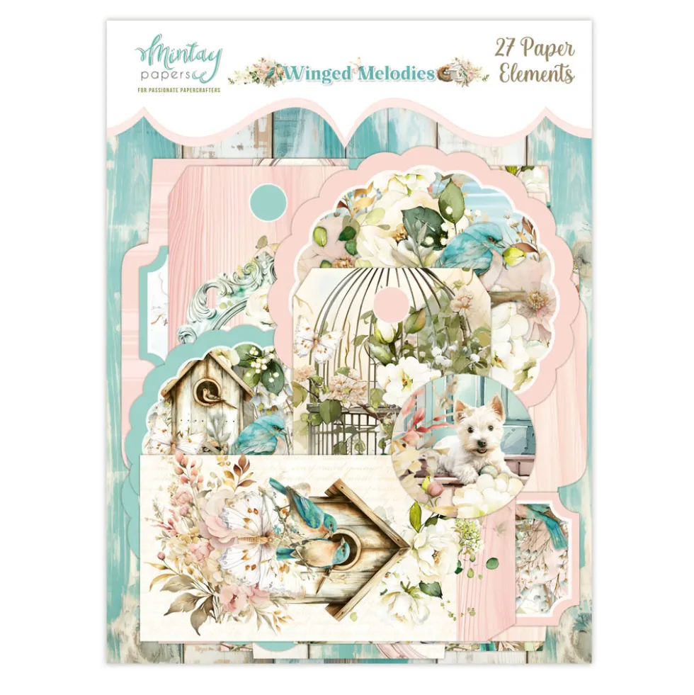 Zestaw papierowych tagów i kopert - Mintay - Winged Melodies, 27 szt.