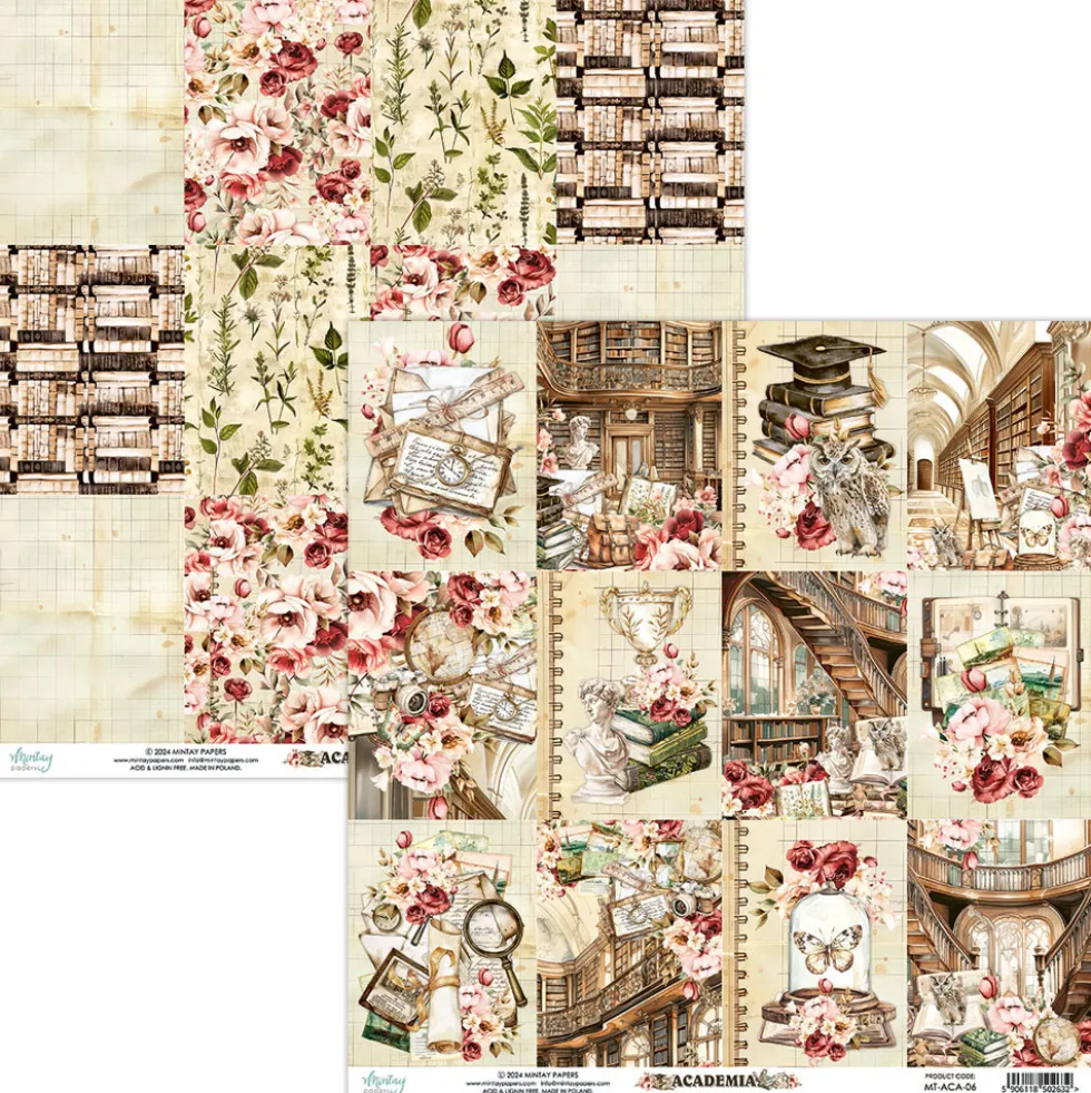 Zestaw papierów do scrapbookingu 15,2 x 15,2 cm - Mintay - Academia