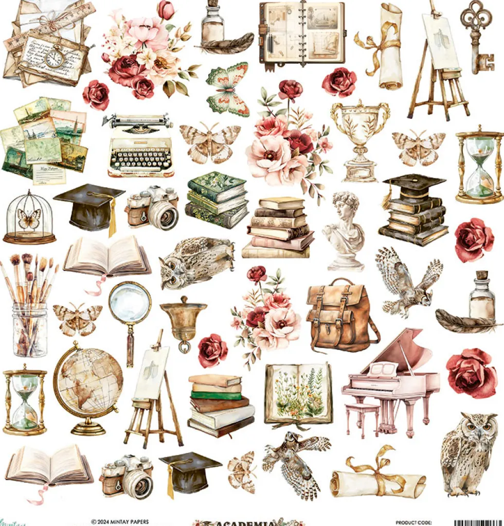 Zestaw papierów do scrapbookingu 15,2 x 15,2 cm - Mintay - Academia