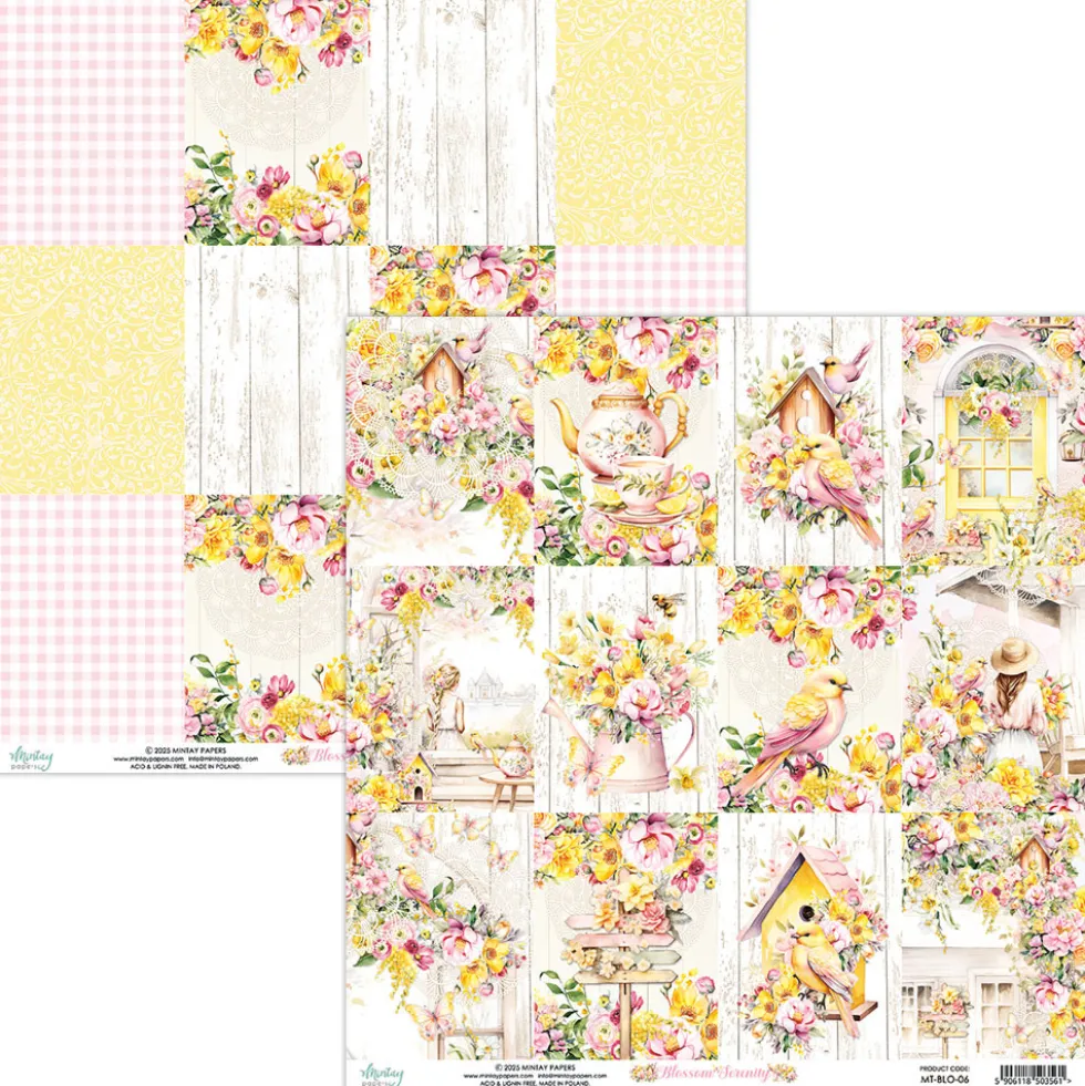 Zestaw papierów do scrapbookingu 15,2 x 15,2 cm - Mintay - Blossom Serenity