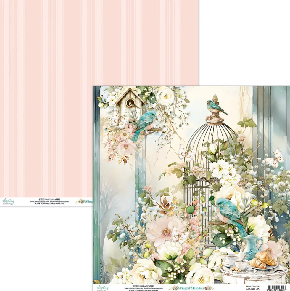 Zestaw papierów do scrapbookingu 15,2 x 15,2 cm - Mintay - Winged Melodies