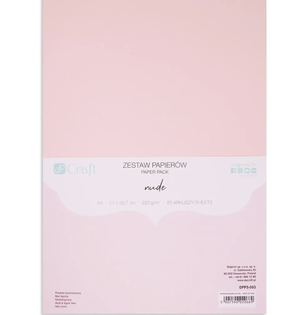 Zestaw papierów - DpCraft - Nude A4 220 g 20 ark.