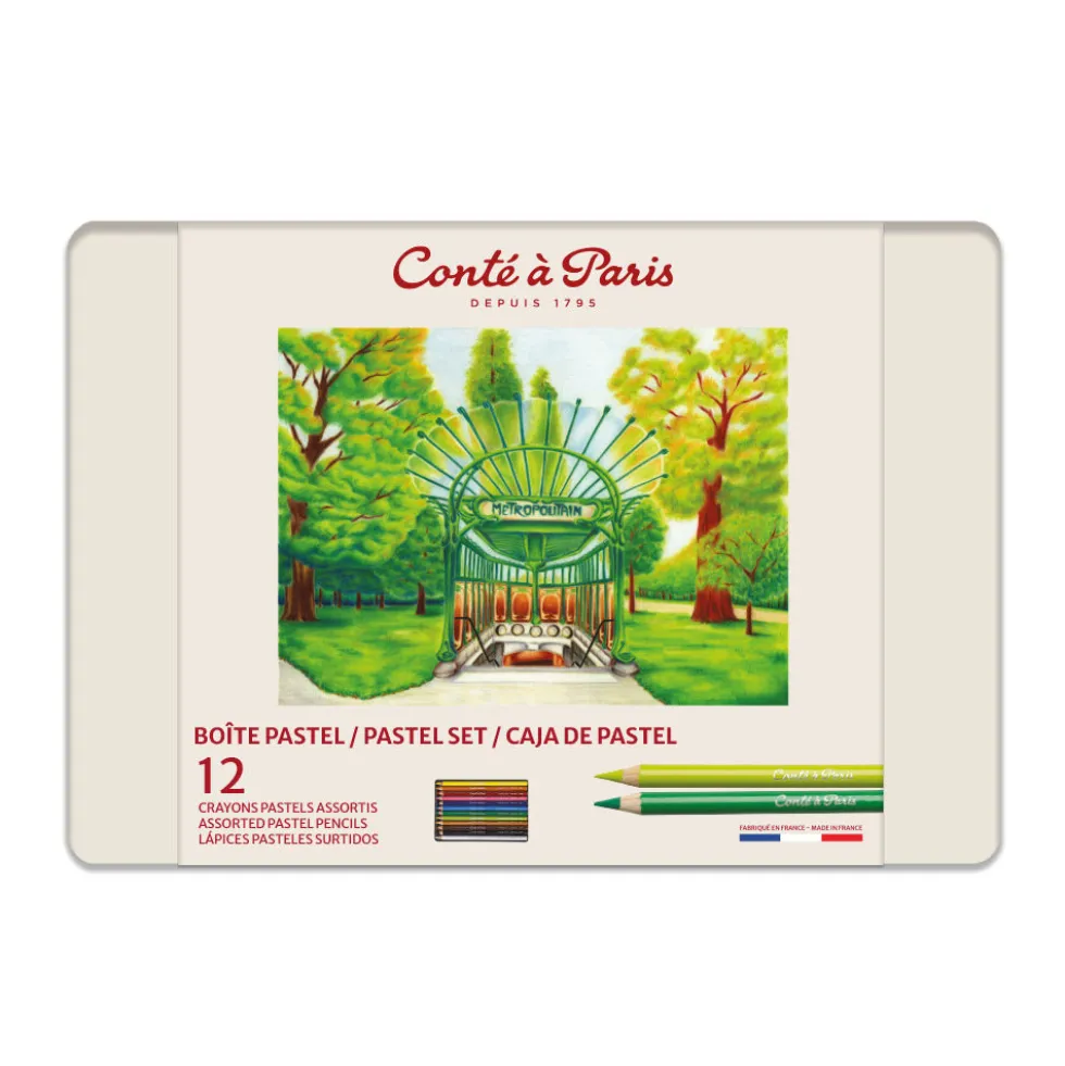 Zestaw pasteli suchych w kredce Assorted - Conté à Paris - 12 szt.