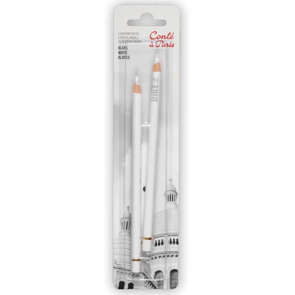 Zestaw pasteli suchych w kredce Pastel Pencils - Conté à Paris - White, 2 szt.