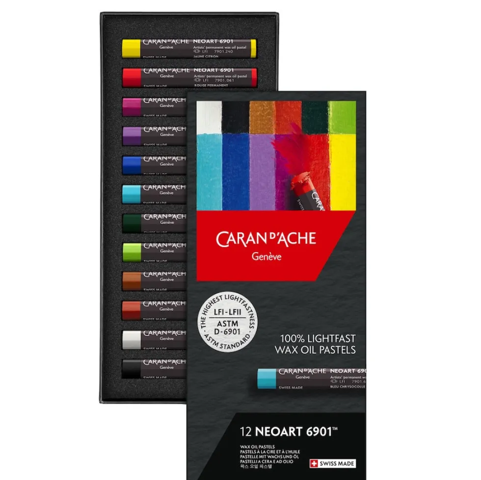 Zestaw pasteli woskowo-olejnych Neoart 6901 - Caran d'Ache - 12 kolorów