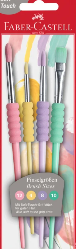 Zestaw pędzelków szkolnych z miękkim uchwytem - Faber-Castell - 4 szt.