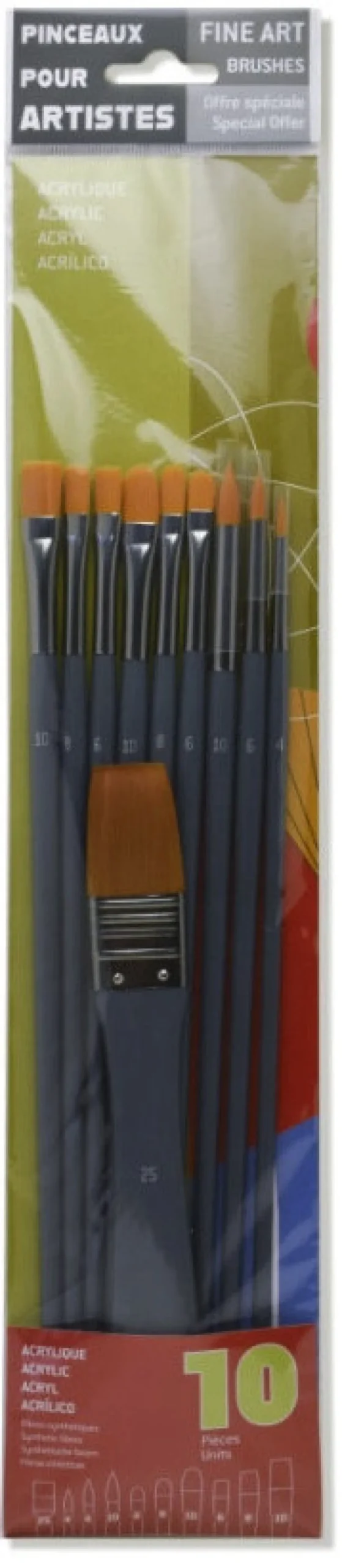 Zestaw pędzli do farb akrylowych Fine Art - Raphael - 10 szt.