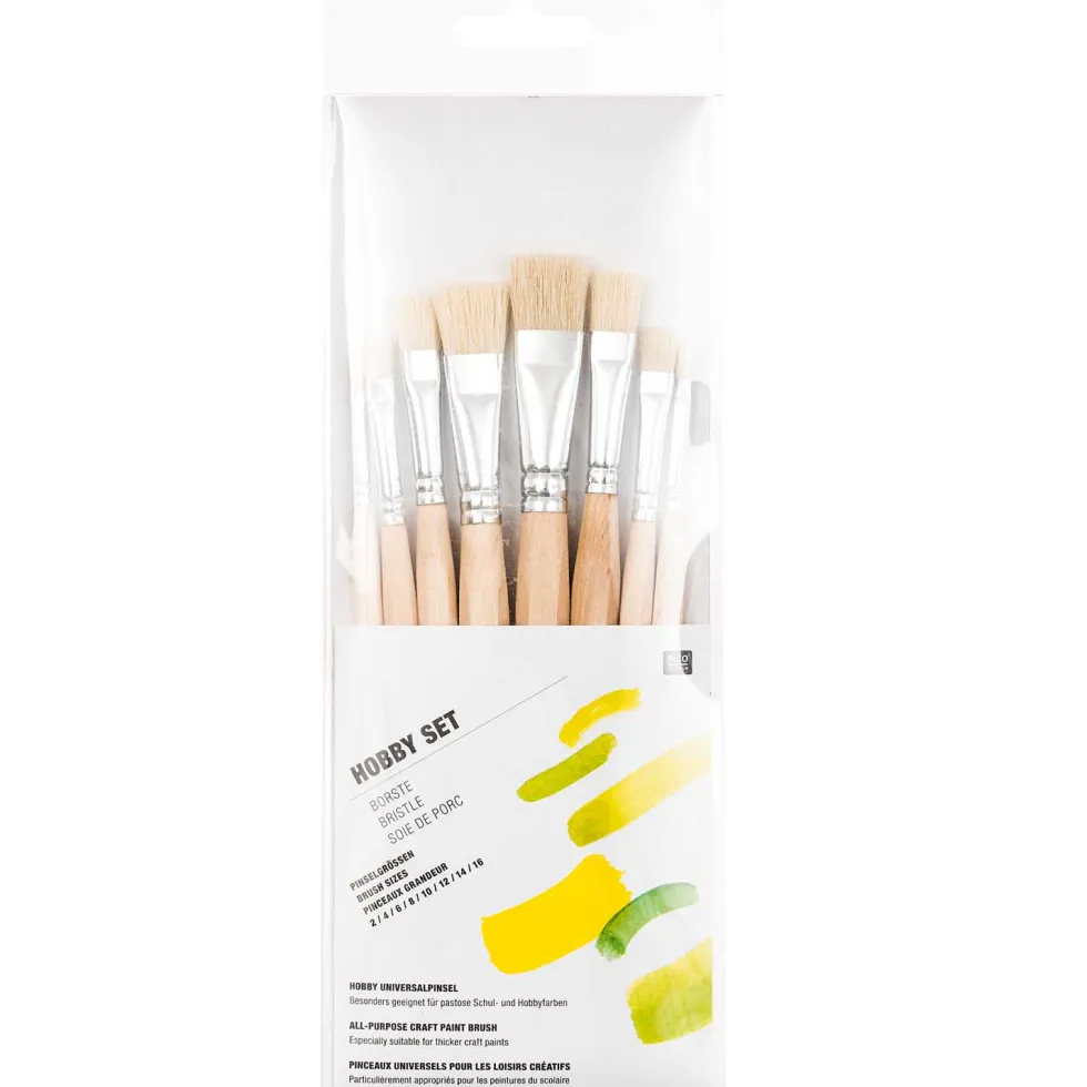 Zestaw pędzli Hobby Set - Rico Design - płaskie, 8 szt.