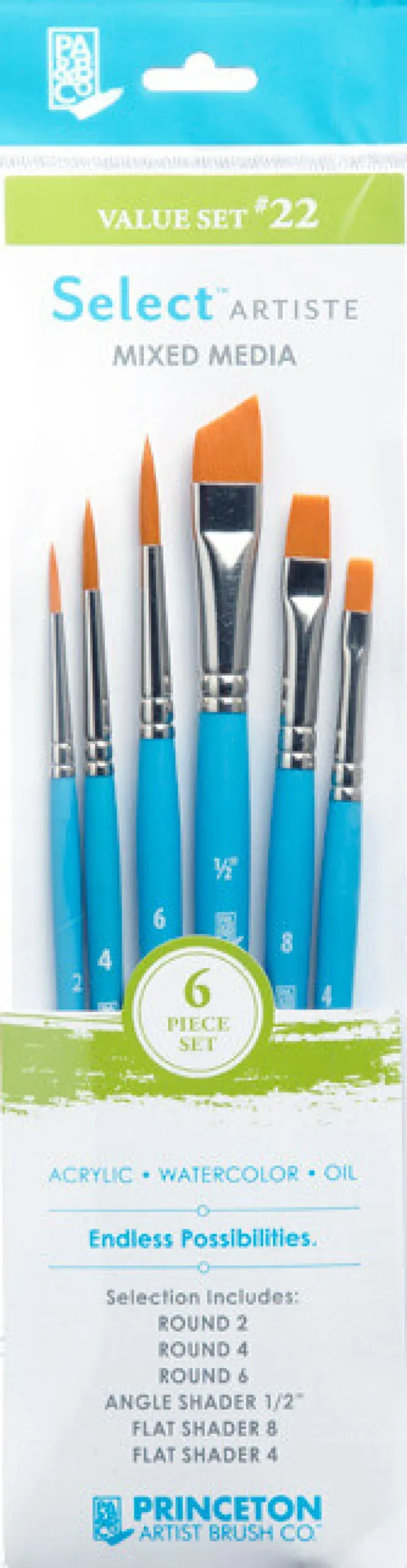 Zestaw pędzli syntetycznych Select Artiste, Value Set 22 - Princeton - 6 szt.