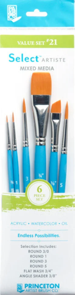 Zestaw pędzli syntetycznych Select Artiste, Value Set 21 - Princeton - 6 szt.