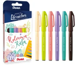 Zestaw pisaków artystycznych Brush Sign Pen - Pentel - Kolorowa Rafa, 6 szt.