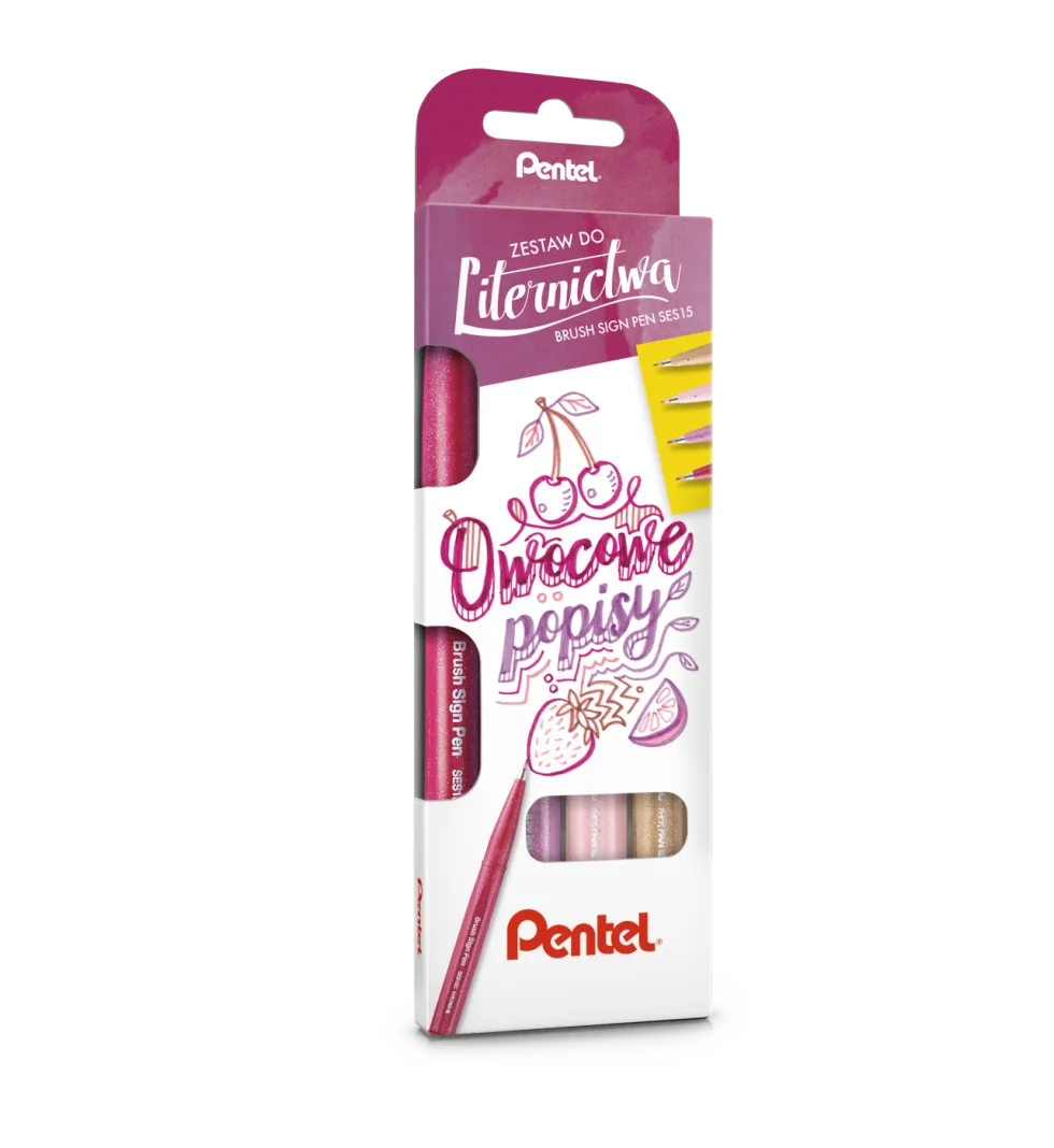 Zestaw pisaków artystycznych Brush Sign Pen - Pentel - Owocowe popisy, 4 szt.