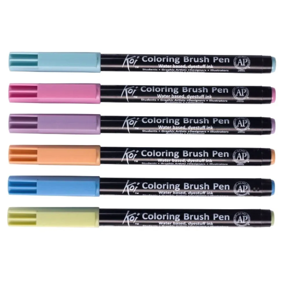 Zestaw pisaków pędzelkowych Koi Coloring Brush Pen Earth - Sakura - 6 kolorów