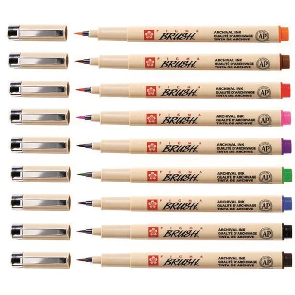 Zestaw pisaków pędzelkowych Pigma Brush - Sakura - 9 kolorów