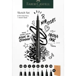 Zestaw pisaków Pitt Artist Pen ze szkicownikiem - Faber-Castell - 9 szt.