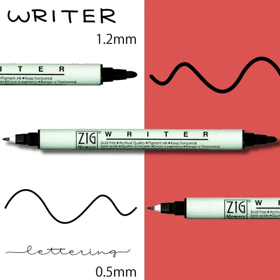 Zestaw pisaków Zig Twin Black Marker - Kuretake - 4 szt.